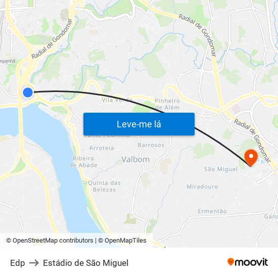 Edp to Estádio de São Miguel map