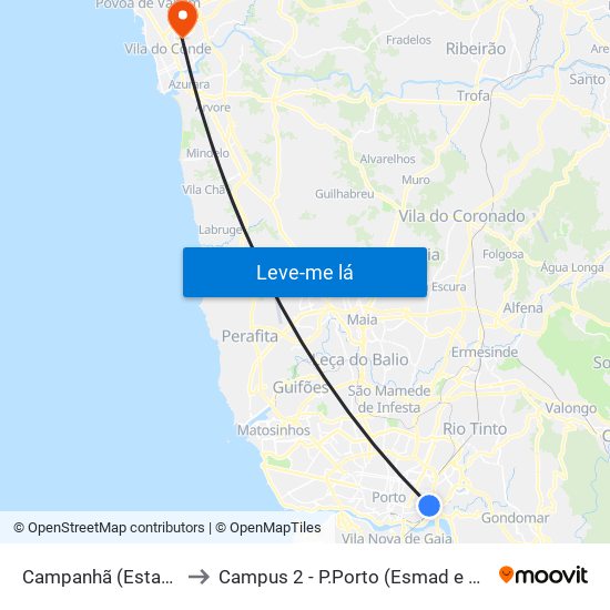 Campanhã (Estação) to Campus 2 - P.Porto (Esmad e Eseig) map