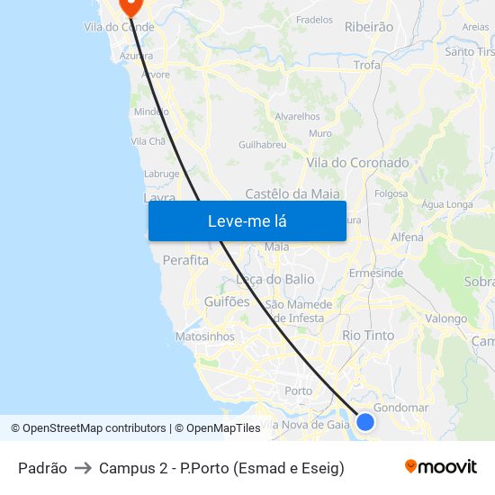 Padrão to Campus 2 - P.Porto (Esmad e Eseig) map