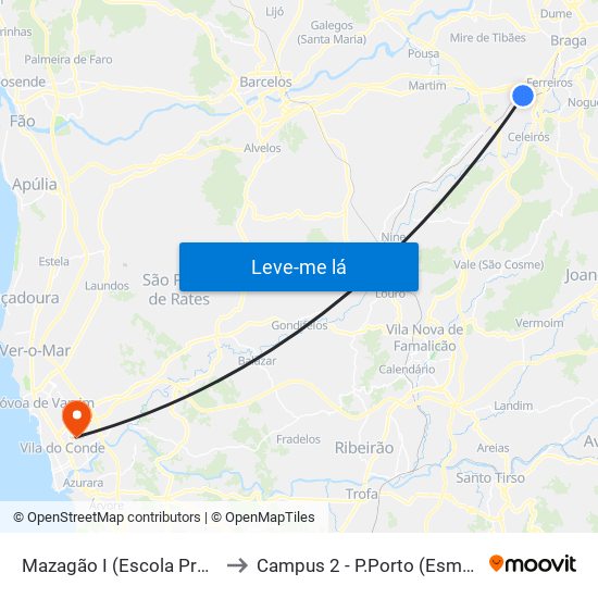 Mazagão I (Escola Profissional) to Campus 2 - P.Porto (Esmad e Eseig) map