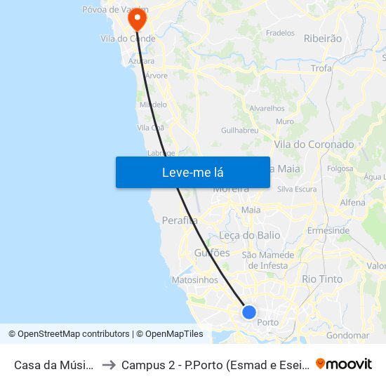Casa da Música to Campus 2 - P.Porto (Esmad e Eseig) map