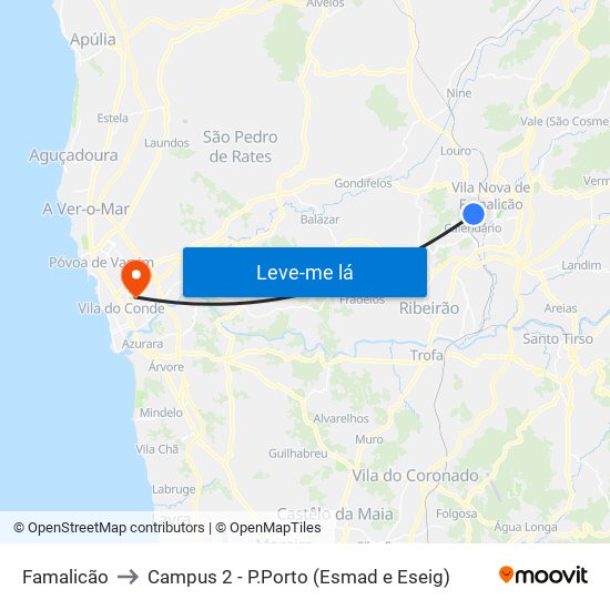 Famalicão to Campus 2 - P.Porto (Esmad e Eseig) map