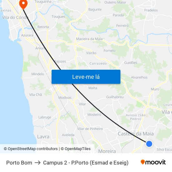 Porto Bom to Campus 2 - P.Porto (Esmad e Eseig) map