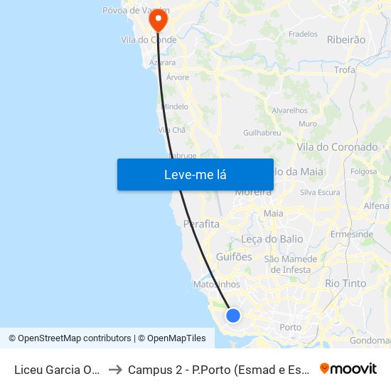Liceu Garcia Orta to Campus 2 - P.Porto (Esmad e Eseig) map