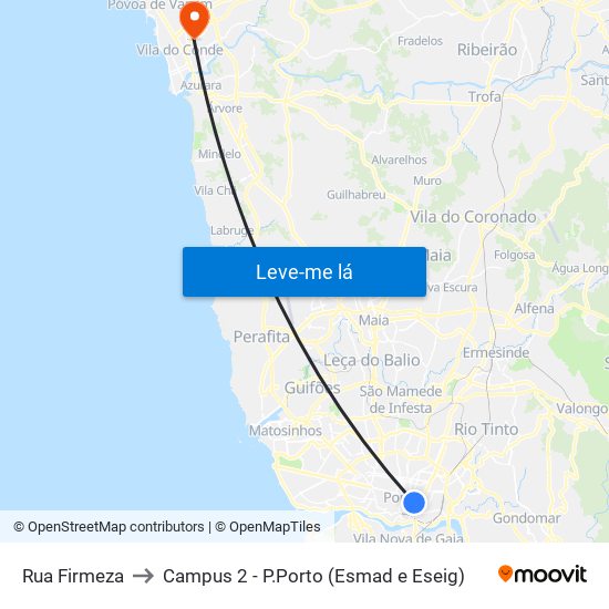 Rua Firmeza to Campus 2 - P.Porto (Esmad e Eseig) map