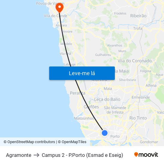 Agramonte to Campus 2 - P.Porto (Esmad e Eseig) map