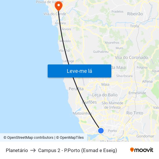 Planetário to Campus 2 - P.Porto (Esmad e Eseig) map