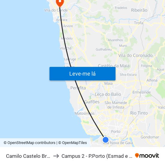 Camilo Castelo Branco to Campus 2 - P.Porto (Esmad e Eseig) map