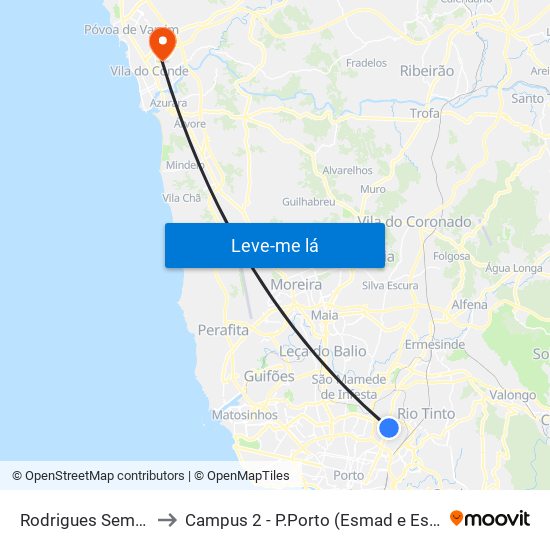 Rodrigues Semide to Campus 2 - P.Porto (Esmad e Eseig) map