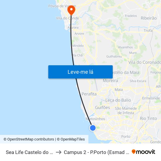 Sea Life Castelo do Queijo to Campus 2 - P.Porto (Esmad e Eseig) map