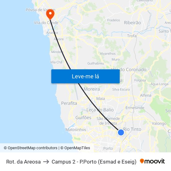 Rot. da Areosa to Campus 2 - P.Porto (Esmad e Eseig) map