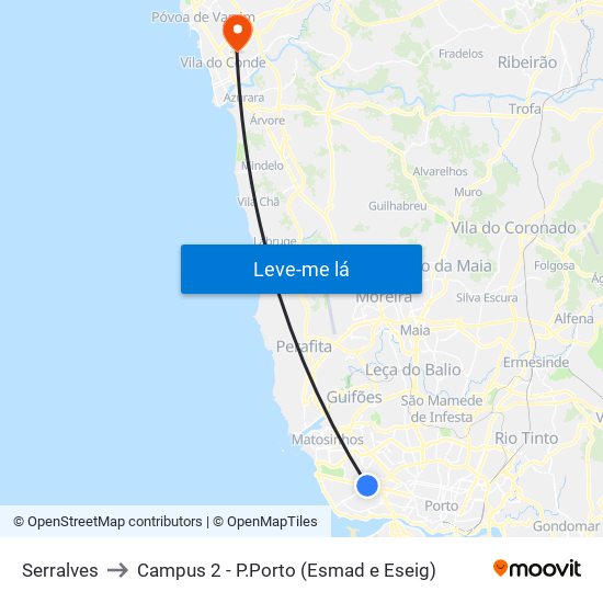 Serralves to Campus 2 - P.Porto (Esmad e Eseig) map