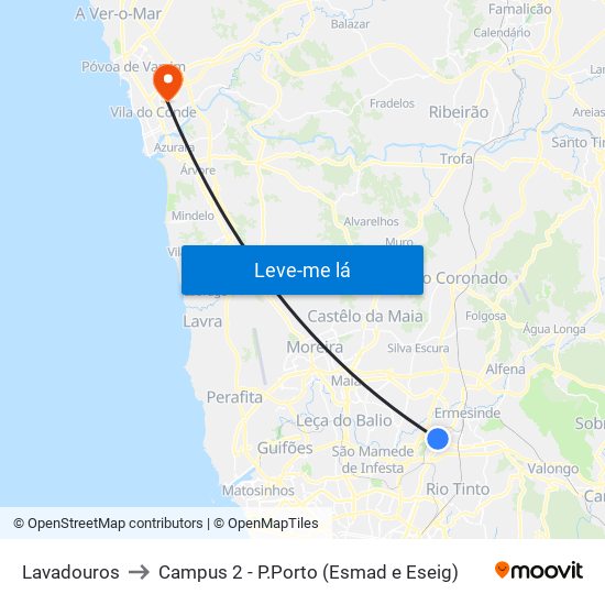 Lavadouros to Campus 2 - P.Porto (Esmad e Eseig) map