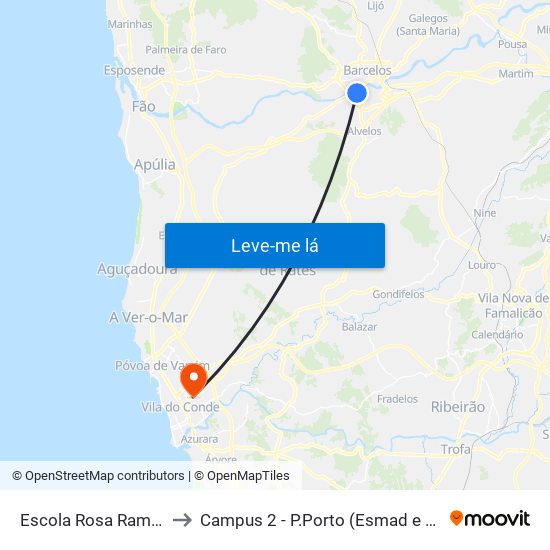 Escola Rosa Ramalho to Campus 2 - P.Porto (Esmad e Eseig) map