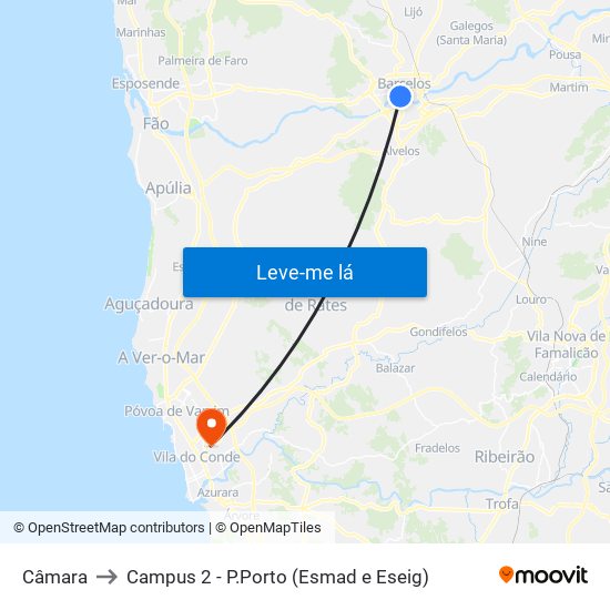 Câmara to Campus 2 - P.Porto (Esmad e Eseig) map