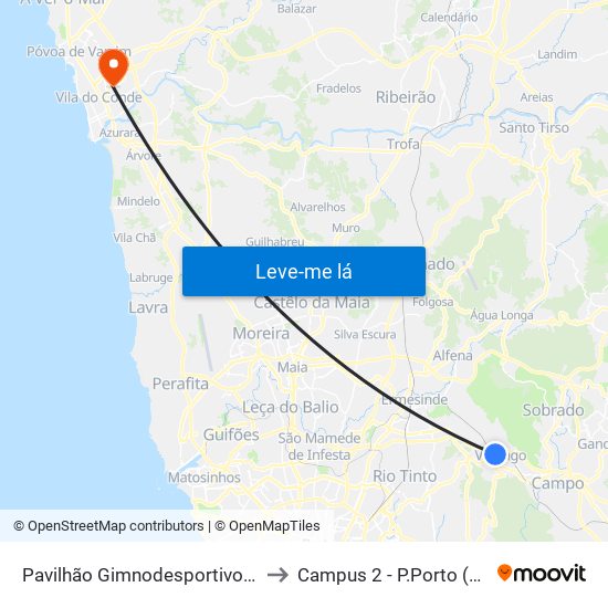 Pavilhão Gimnodesportivo | Ramalho Ortigão to Campus 2 - P.Porto (Esmad e Eseig) map