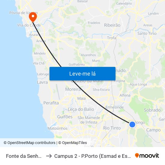 Fonte da Senhora to Campus 2 - P.Porto (Esmad e Eseig) map