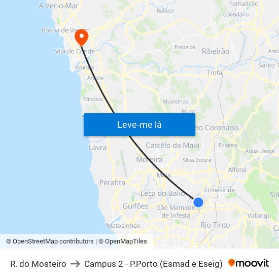 R. do Mosteiro to Campus 2 - P.Porto (Esmad e Eseig) map