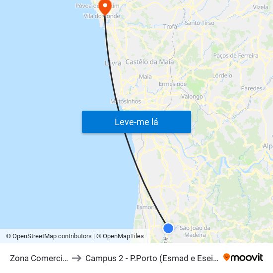 Zona Comercial to Campus 2 - P.Porto (Esmad e Eseig) map