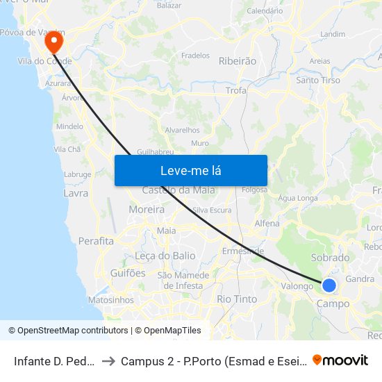 Infante D. Pedro to Campus 2 - P.Porto (Esmad e Eseig) map