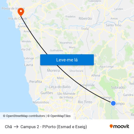 Chã to Campus 2 - P.Porto (Esmad e Eseig) map