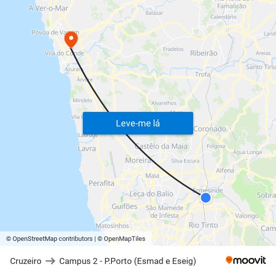 Cruzeiro to Campus 2 - P.Porto (Esmad e Eseig) map