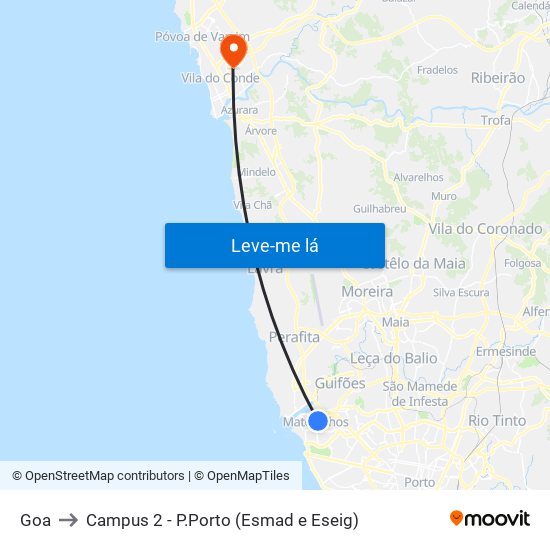 Goa to Campus 2 - P.Porto (Esmad e Eseig) map