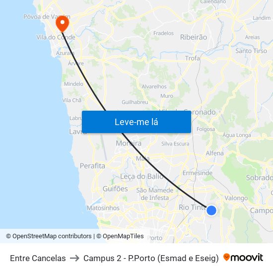 Entre Cancelas to Campus 2 - P.Porto (Esmad e Eseig) map