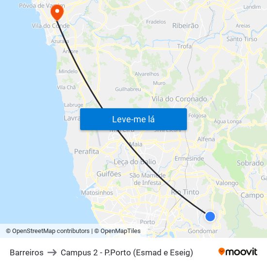 Barreiros to Campus 2 - P.Porto (Esmad e Eseig) map