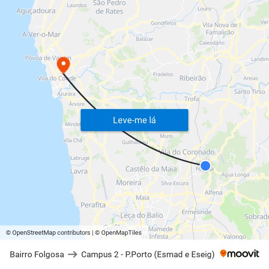 Bairro Folgosa to Campus 2 - P.Porto (Esmad e Eseig) map