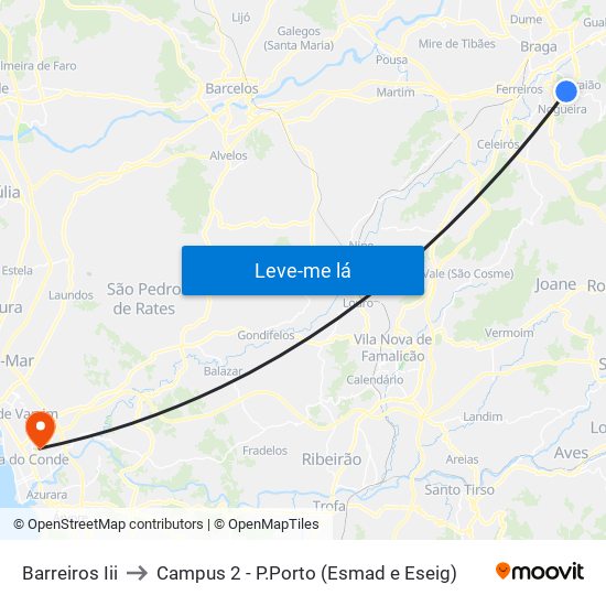 Barreiros Iii to Campus 2 - P.Porto (Esmad e Eseig) map