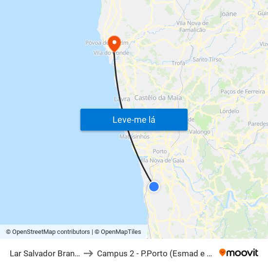 Lar Salvador Brandão to Campus 2 - P.Porto (Esmad e Eseig) map