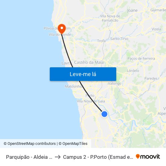 Parquipão - Aldeia Nova to Campus 2 - P.Porto (Esmad e Eseig) map