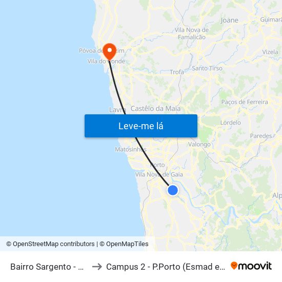 Bairro Sargento - Arcos to Campus 2 - P.Porto (Esmad e Eseig) map