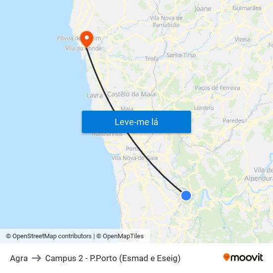 Agra to Campus 2 - P.Porto (Esmad e Eseig) map