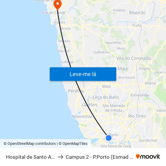 Hospital de Santo António to Campus 2 - P.Porto (Esmad e Eseig) map