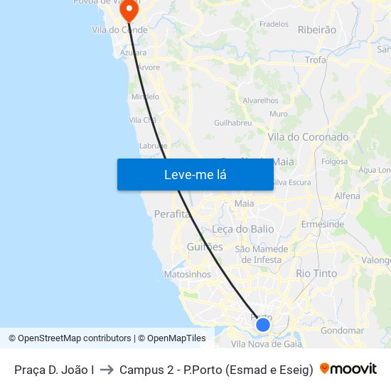 Praça D. João I to Campus 2 - P.Porto (Esmad e Eseig) map
