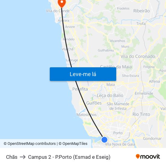 Chãs to Campus 2 - P.Porto (Esmad e Eseig) map