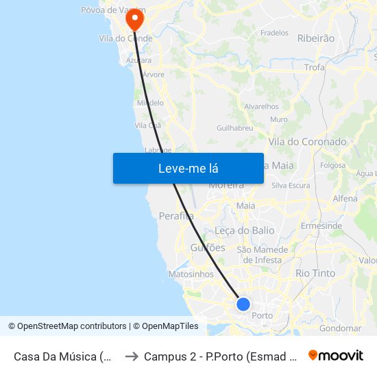 Casa Da Música (Metro) to Campus 2 - P.Porto (Esmad e Eseig) map