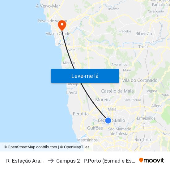 R. Estação Araújo to Campus 2 - P.Porto (Esmad e Eseig) map