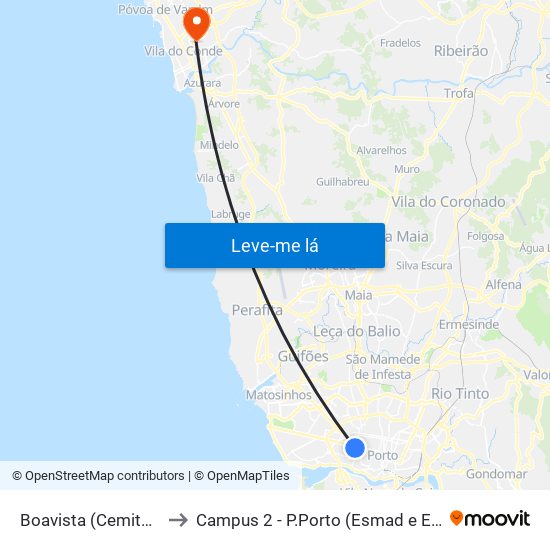Boavista (Cemitério) to Campus 2 - P.Porto (Esmad e Eseig) map