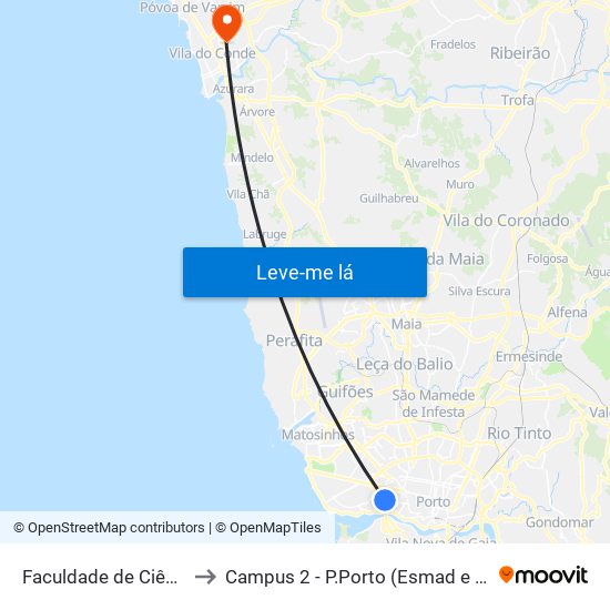 Faculdade de Ciências to Campus 2 - P.Porto (Esmad e Eseig) map