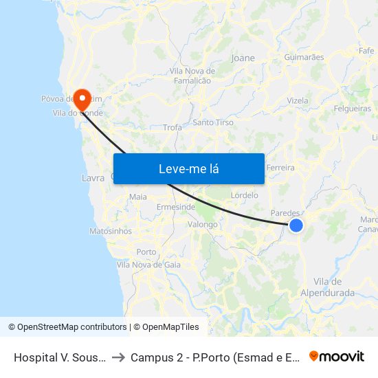 Hospital V. Sousa 2 to Campus 2 - P.Porto (Esmad e Eseig) map