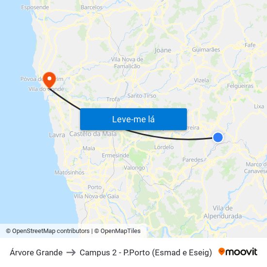 Romariz to Campus 2 - P.Porto (Esmad e Eseig) map