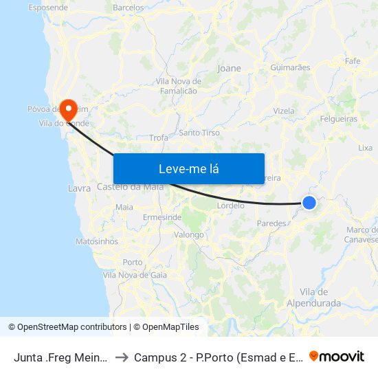 Junta .Freg Meinedo to Campus 2 - P.Porto (Esmad e Eseig) map