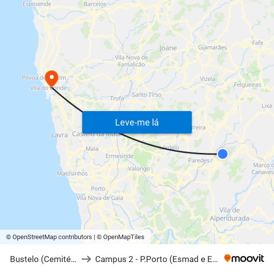 Bustelo (Cemitério) to Campus 2 - P.Porto (Esmad e Eseig) map