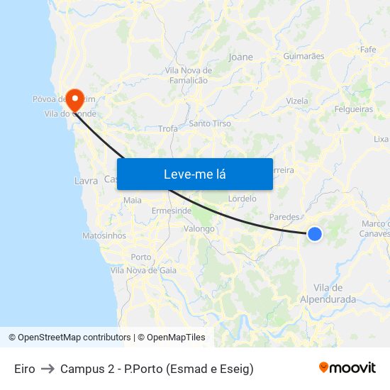 Eiro to Campus 2 - P.Porto (Esmad e Eseig) map