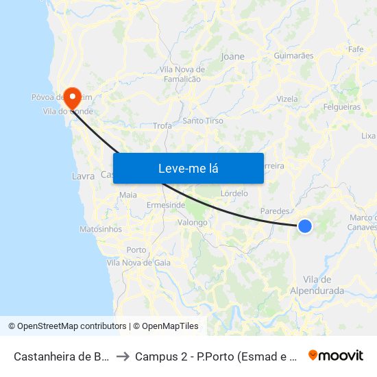 Castanheira de Baixo to Campus 2 - P.Porto (Esmad e Eseig) map