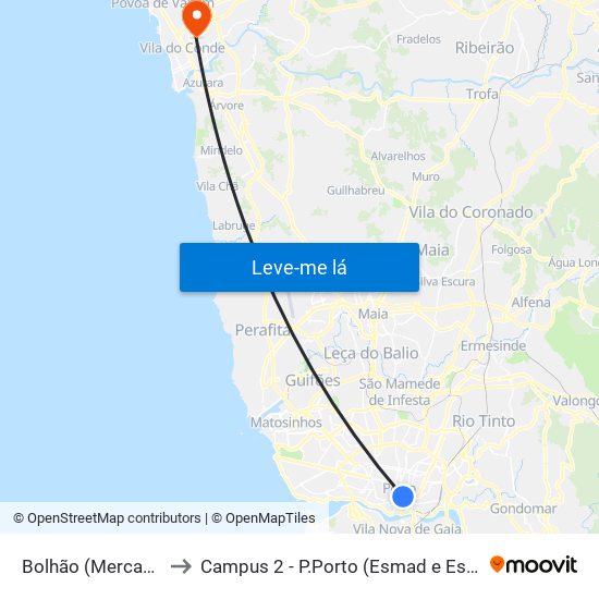 Bolhão (Mercado) to Campus 2 - P.Porto (Esmad e Eseig) map