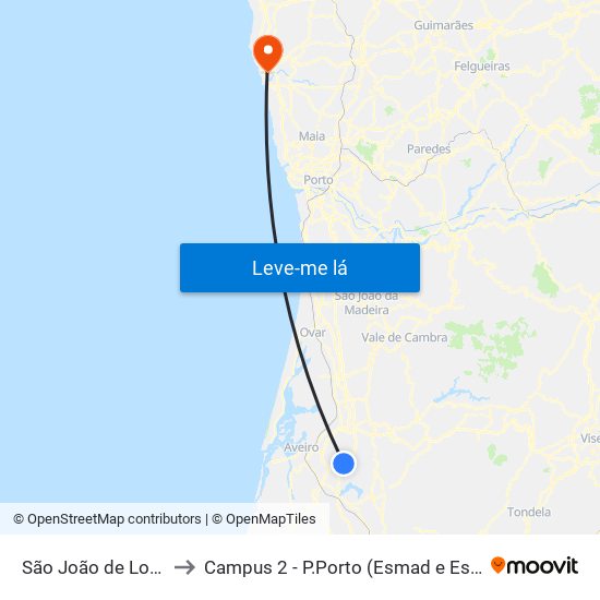 São João de Loure to Campus 2 - P.Porto (Esmad e Eseig) map